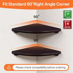 Gieanoo Floating Corner Shelves Set 2 16inch Walnut Solid Oak Rounded Corner - Image 3