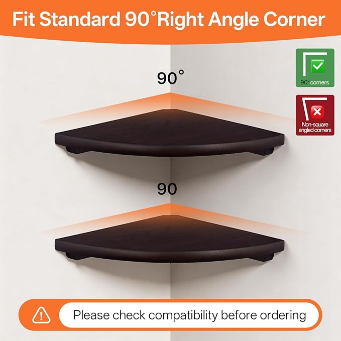 Gieanoo Corner Wall Shelf, 9inch Solid Oak Wood Floating Corner Shelf - Image 2