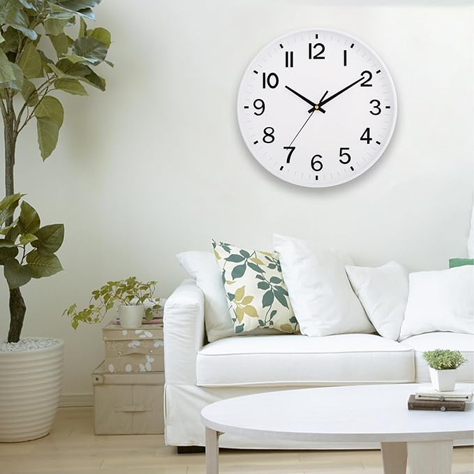 HZDHCLH White Wall Clocks Battery Operated 12 inch Silent Non Ticking Modern - Image 2