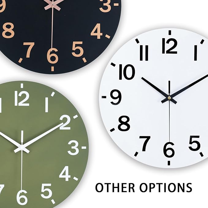 HZDHCLH Wall Clock 8 Inch Silent Non Ticking Wood Battery Operated White Wooden - Image 4
