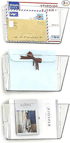 MINDEPOT 3 Pockets Acrylic Wall File Organizer, Plastic Hanging Wall File Holder by MINDEPOT