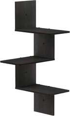 Furinno Rossi Wall Mounted Shelves, 3-Tier Rectangle, Espresso/Black - Image 4