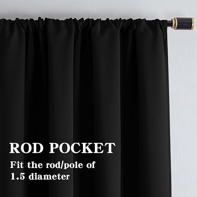 IGEMAEVE Black Blackout Curtain 84 Inch Length 1 Panel, Grommet Energy Saving - Image 2