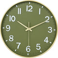 HZDHCLH Wall Clocks Battery Operated, Wall Clock Green Gold, 10 inch Wall Clock by HZDHCLH