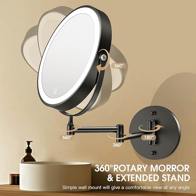 MNIENT Wall Mounted Lighted Makeup Mirror, 3 Color Led Vanity Mirror - Image 6