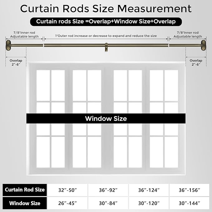 Curtain Rods 36-152 Inch, Antique Bronze Wrap Around Blackout Curtain Rods - Image 8