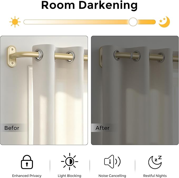 Curtain Rods 36-120 Inch, 1 Inch Adjustable Long Heavy Duty Room Darkening - Image 3