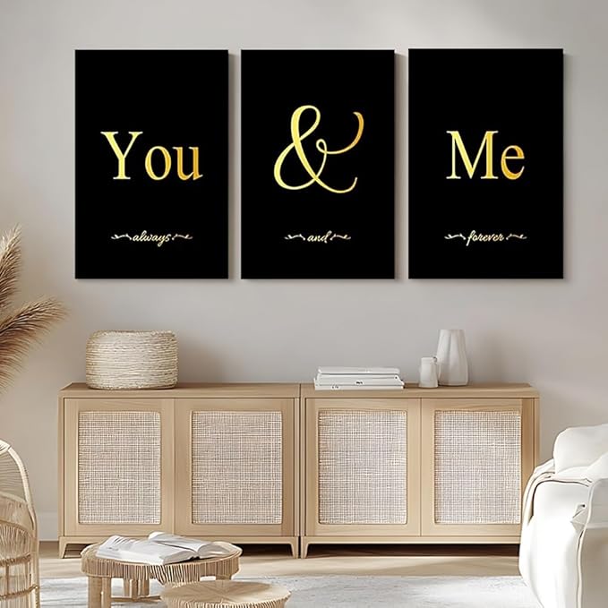 GUBIYU Black and Gold Bedroom Art Love Wall Decor - Image 4
