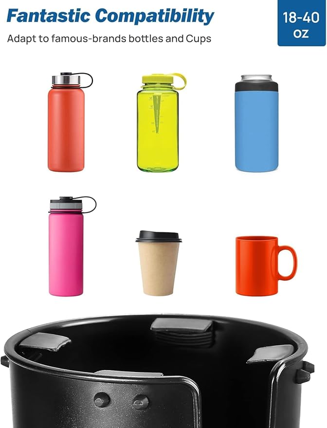 JOYTUTUS Cup Holder Expander for Car, 2 Pack Car Cup Holder Expander for YETI, Hydro Flask, Nalgene, Large Car Cup Holders Hold 18-40 oz Bottles and Mugs, Universal Car Cup Holder Adapter