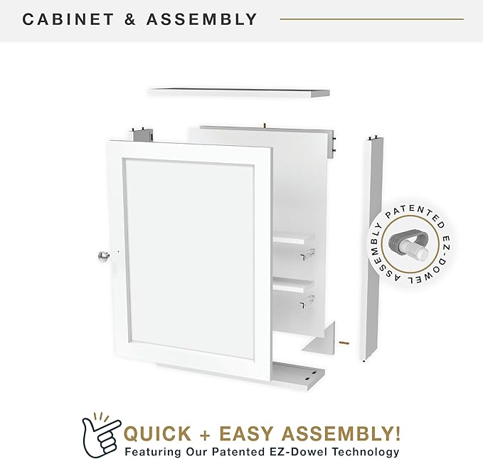 MCS 23x18 White Medicine Cabinet Organizer, Wall Mounted Bathroom Cabinet - Image 6