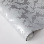 Tempaper Textured Metallic Silver Damsel Removable Peel and Stick Damask - Image 5