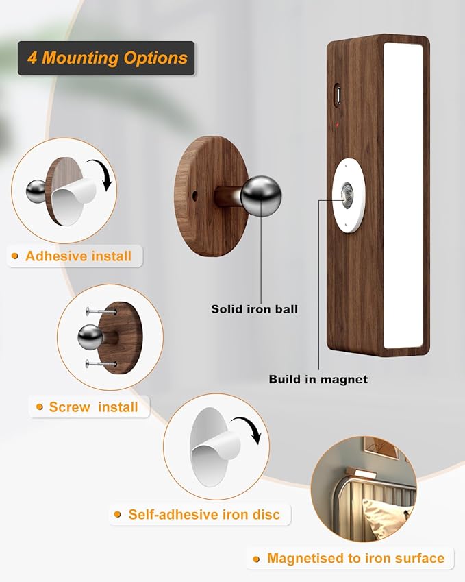 DetarZinLED Wooden Wall Sconce Battery Operated - Image 5