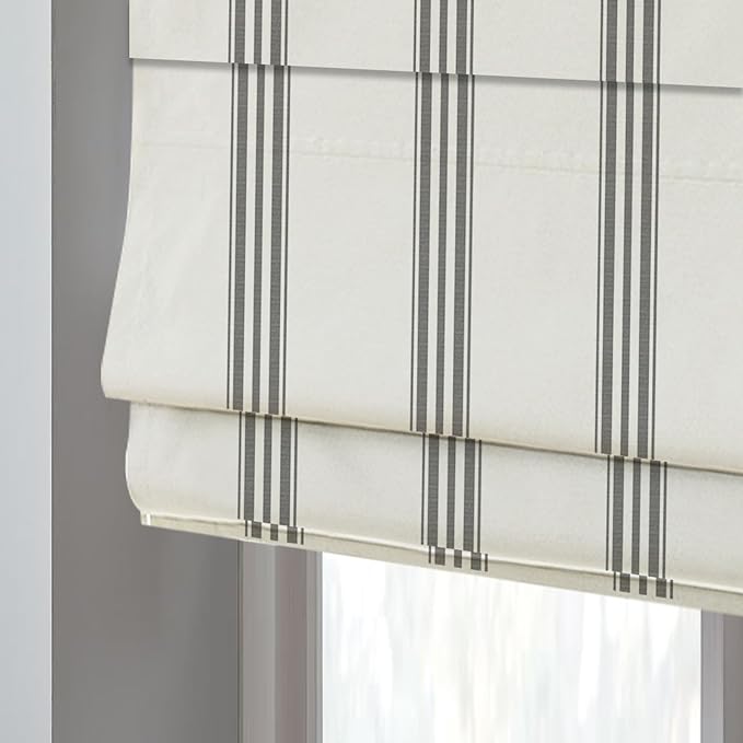DEJAVU Roman Shade, Classic Grey Stripe Custom Blackout Light Filtering Roman - Image 4
