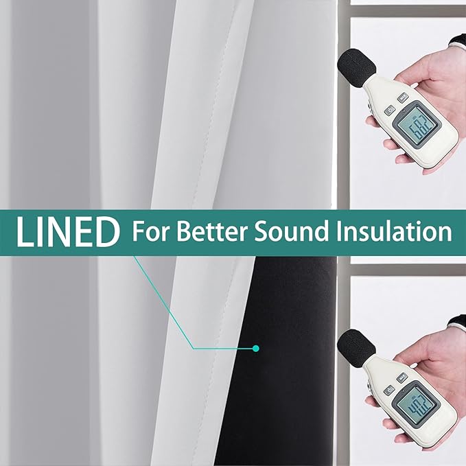 Yakamok 100% Blackout Thermal Insulated Curtains, Noise Reducing Barrier Panel - Image 4