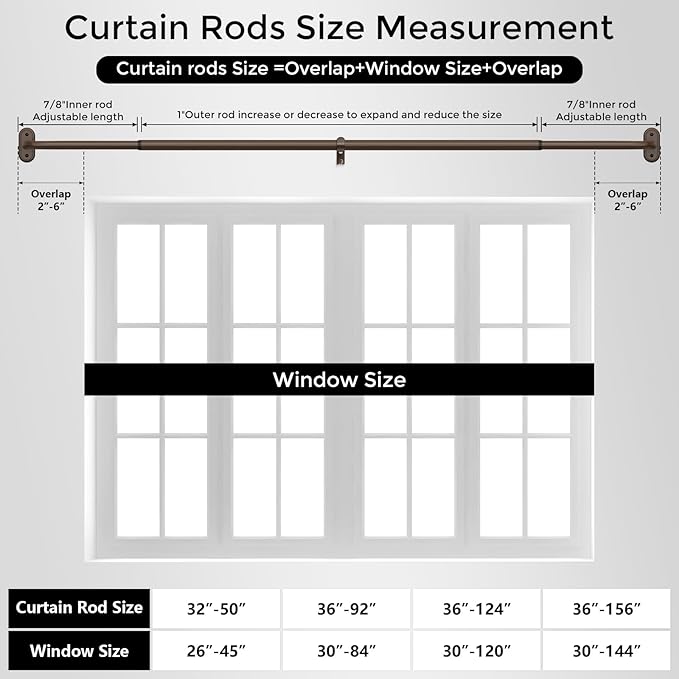 Curtain Rods 36-120 Inch, Bronze Wrap Around Blackout Curtain Rods - Image 8