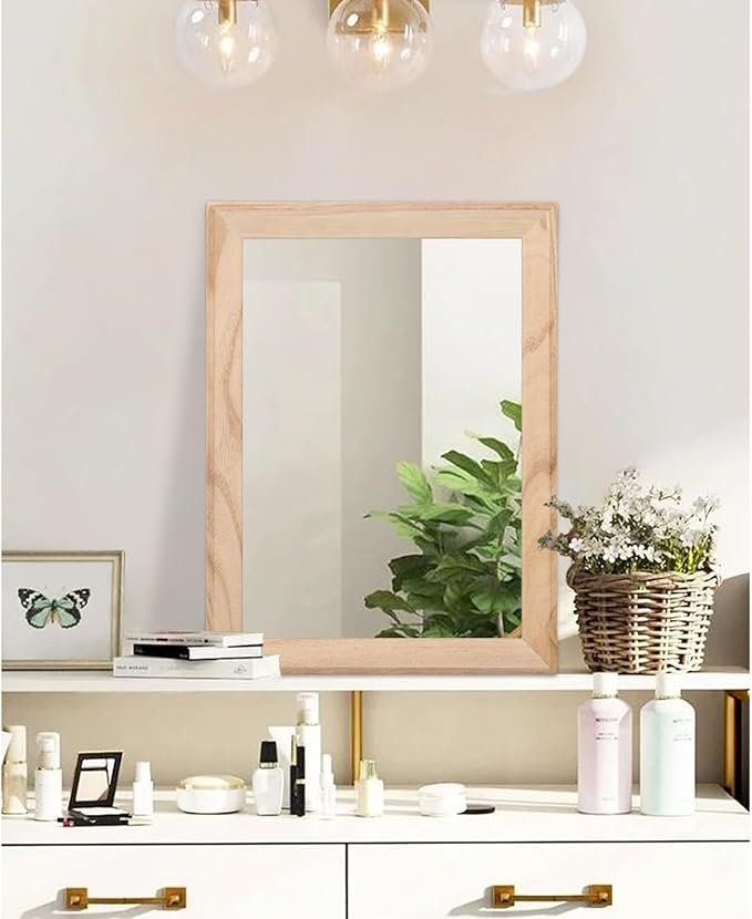 AAZZKANG Rustic Mirrors for Wall Rectangle Wood Frame Mirror Decorative for - Image 4