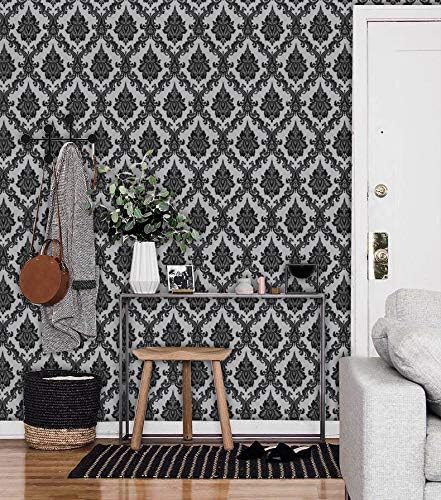 17.7" x118" Peel and Stick Wallpaper Black Wall Paper - Image 6