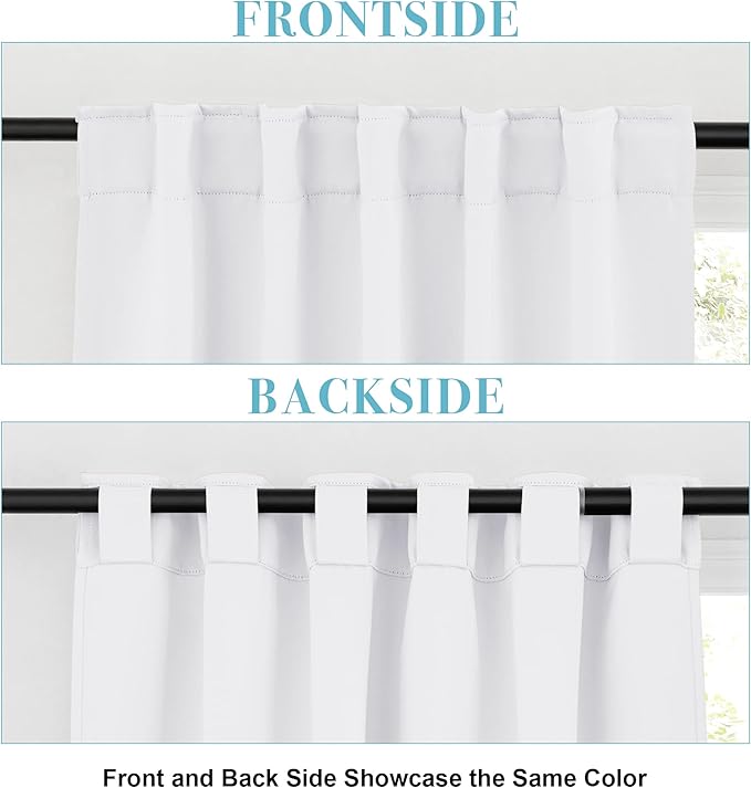 RYB HOME White Short Curtains, Room Darkening Drapes Thermal Insulated Small - Image 3