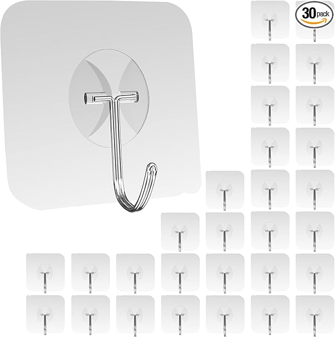 Latoxcaa Heavy Duty Adhesive Hooks 30-Pack: Holds 22lb, Strong Reusable & by Latoxcaa-SpaceMaster