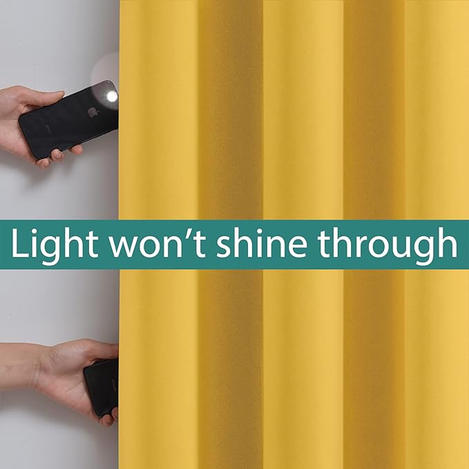 Yakamok Total Blackout Curtains, 2 Thick Layers Completely Blackout Thermal - Image 3