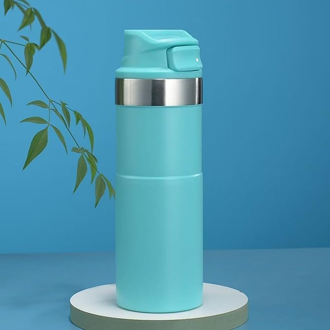 16OZ Trigger Action Travel Mug - 500ml BPA Free Insulated Stainless Steel Coffee Tumbler, Leak-Proof Wide Mouth Design for Commuters, Sports & Outdoor Enthusiasts (Sky blue)