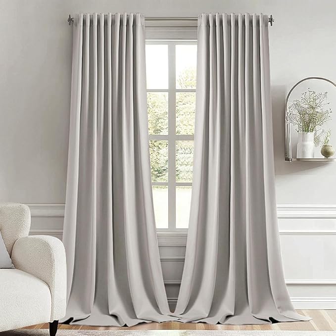 MIULEE Stone Back Tab Blackout Curtain 96 Inch Long 2 Panels Set by MIULEE