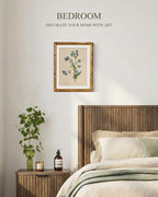 InSimSea Gold Bamboo Framed Canvas Wall Art, Retro Blue Myosotis Botanical - Image 4