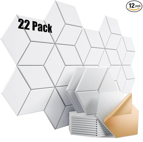 22 Pack Self-Adhesive Acoustic Panels 12" X 10" X 0.4" by Dailycooper