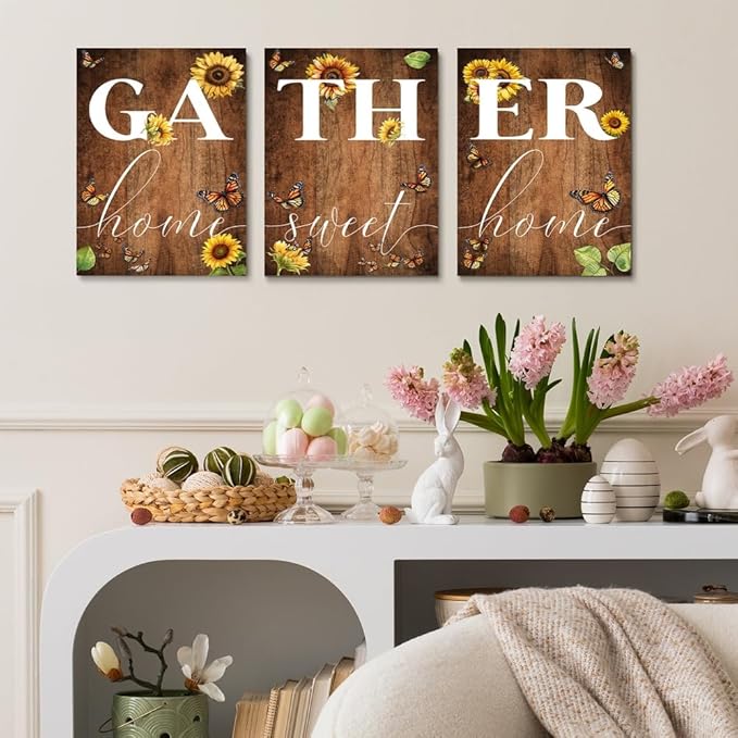 GUBIYU Rustic Farmhouse Dining Room Decor Cute Gather Signs - Image 4
