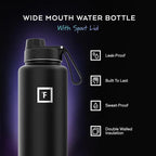 IRON °FLASK Camping & Hiking Hydration Flask with Spout, Wide Mouth Insulated Stainless Steel Sports Water Bottle - 40 oz Cashmere Cream