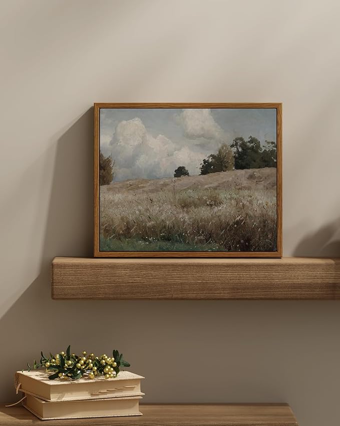 InSimSea Framed Canvas Wall Art Vintage Decor, Cornfield Countryside Scenery - Image 2