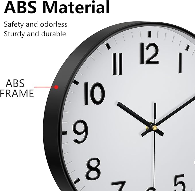 Wall Clocks Battery Operated, 12 Inch Non Ticking Digital Wall Clock, Silent - Image 5