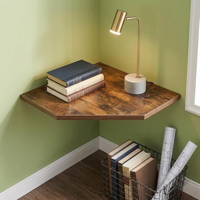 SUYU Set of 3 Floating Corner Shelves, 11.8" Rustic Wood Corner Shelf Wall - Image 4