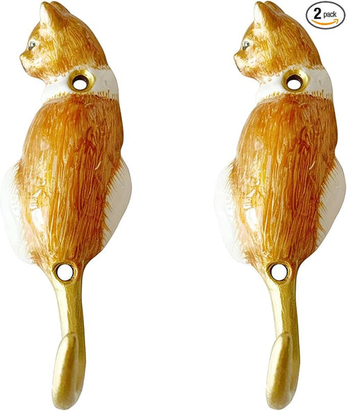 2 Pack Decorative Wall Hooks, Vintage Cat Shaped Metal Wall Hook by Pasiir