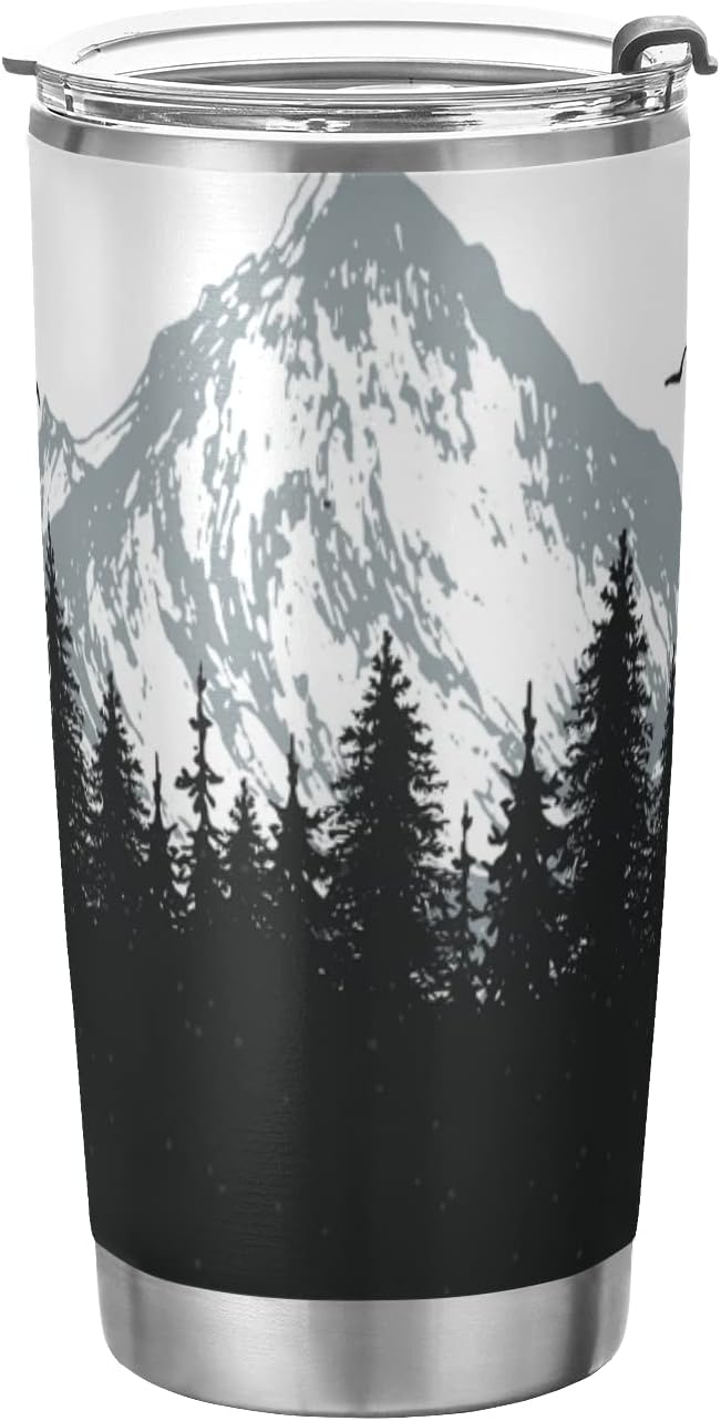 xigua 20oz Tumbler with Lid and Straw, Stainless Steel Vacuum Insulated Water Coffee Tumbler Cup, Nature Mountains and Forest Travel Mug Thermal Cup for Hot and Cold Drinks