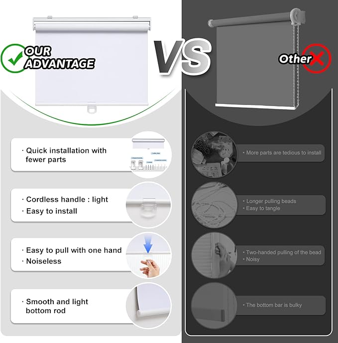 Cordless Roller Shades Blackout Blinds - Image 4
