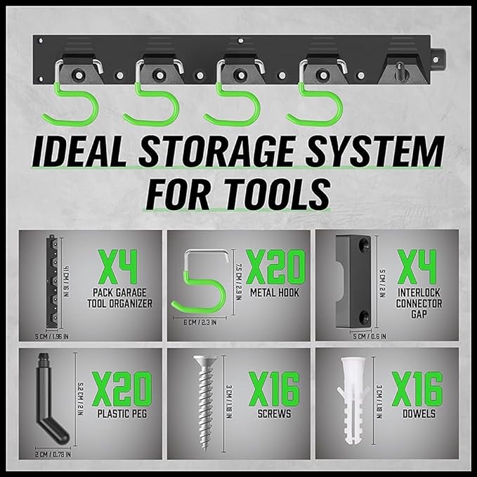 SWANLAKE Plastic 64 Inch Adjustable Storage System, Wall Mounted Hooks Tool - Image 3