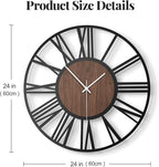 Cuspin 24 Inch Large Wall Clock, Silent Non Ticking Battery Operated Roman - Image 3