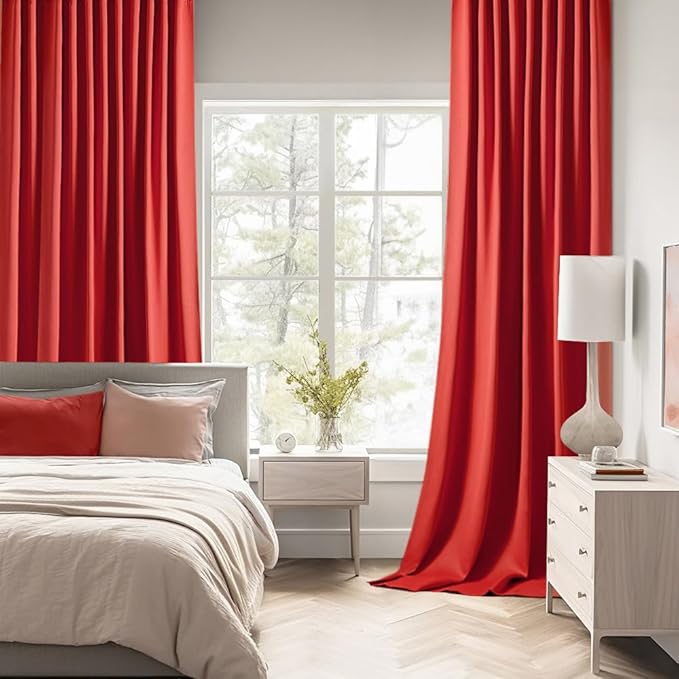 MIULEE Christmas Red Back Tab Blackout Curtains 102 Inch Long 2 Panels Set - Image 2