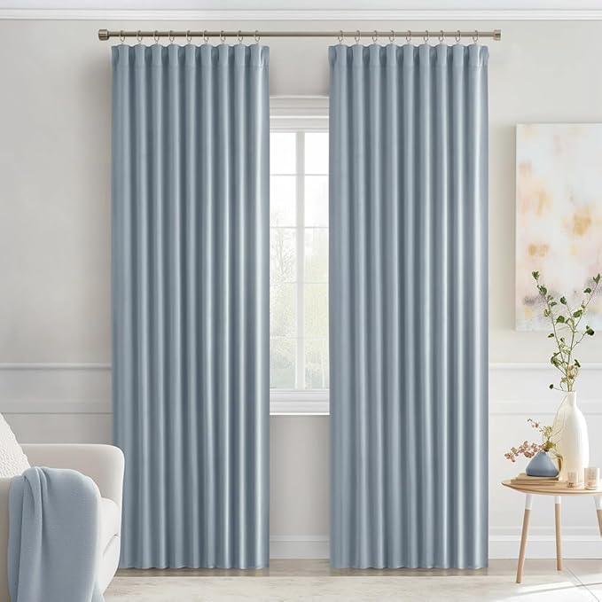 MIULEE Light Blue Back Tab Blackout Curtains 84 Inch Length 2 Panels Set - Image 9