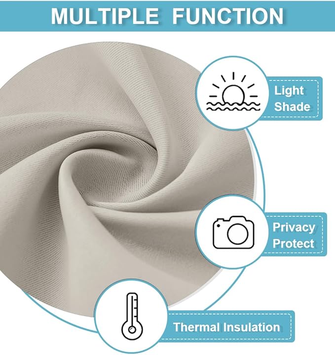 RYB HOME Blackout Curtains Soundproof Energy Saving Insulating Privacy Room - Image 7