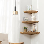 Corner Shelf, Solid Oak Wood Floating Corner Shelf Wall Mount Round End - Image 2