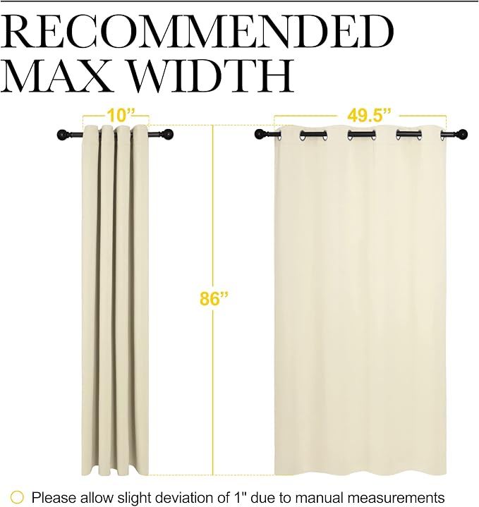 NICETOWN Beige Room Darkening Curtains 86" Long - Image 7