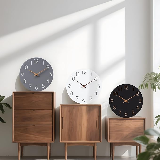 Mosewa Wall Clock Battery Operated 10 Inch Black Silent Non Ticking Simple - Image 4