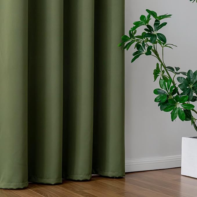 IGEMAEVE Olive Green Curtains 108 Inch Length 2 Panels Set, Light Filtering - Image 5