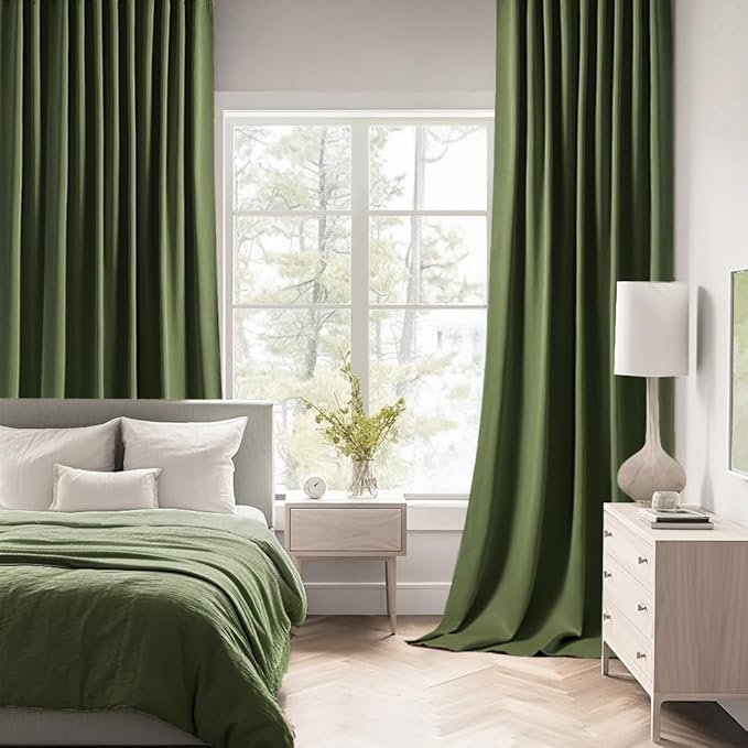 MIULEE Olive Green Back Tab Blackout Curtains 84 Inch Length 2 Panels Set - Image 2