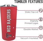 Campus Colors NCAA Stainless Steel Tumbler perfect for Gameday - 18 oz - Double Walled - Keeps Drinks Perfectly Insulated (Texas Tech Red Raiders - Red)