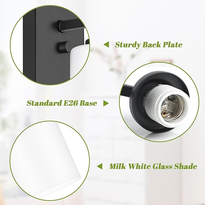 Set of 2 Wall Sconces for Bathroom, Modern Vanity Light Fixtures, Matte Black - Image 4