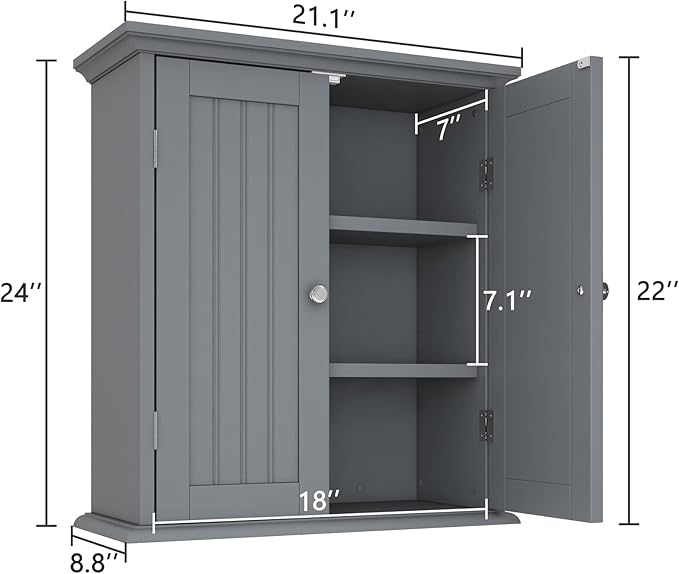 ChooChoo Bathroom Wall Cabinet, Over The Toilet Space Saver Storage Cabinet - Image 3