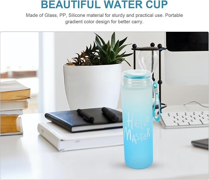 Heat Resistant Glass Cup Gradient Tone Glass Mug with Silicone Sleeve for Office Car Home Portable Drinking Tumbler for Coffee Tea Milk and Hot Beverages